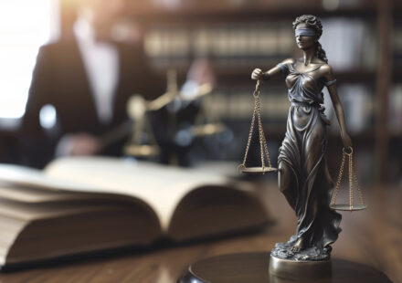 front view blurry lawyer working